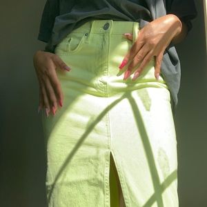 Long Denim Green Skirt